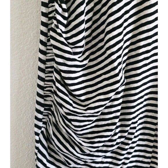 All Saints Tina T-Shirt Dress Size L Stripe Black Sleeveless Side-Slits Cotton - Picture 4 of 9